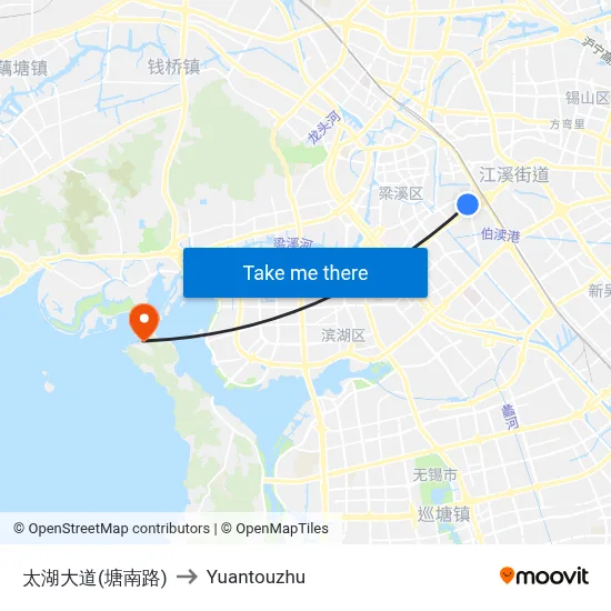 太湖大道(塘南路) to Yuantouzhu map
