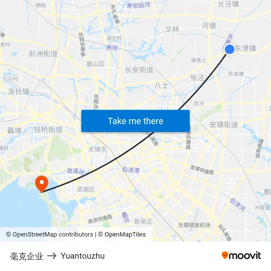 Haoke Enterprise to Yuantouzhu map