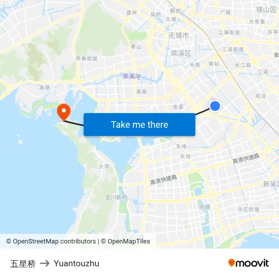 Wuxing Bridge to Yuantouzhu map
