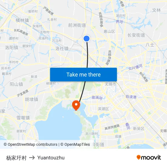 Yangjiawu Village to Yuantouzhu map