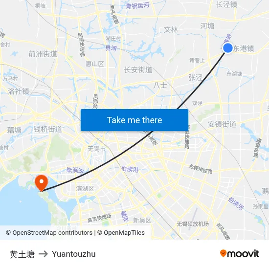 Huangtu Tang to Yuantouzhu map