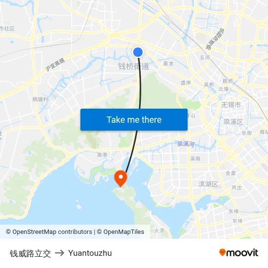 Qianwei Road Interchange to Yuantouzhu map