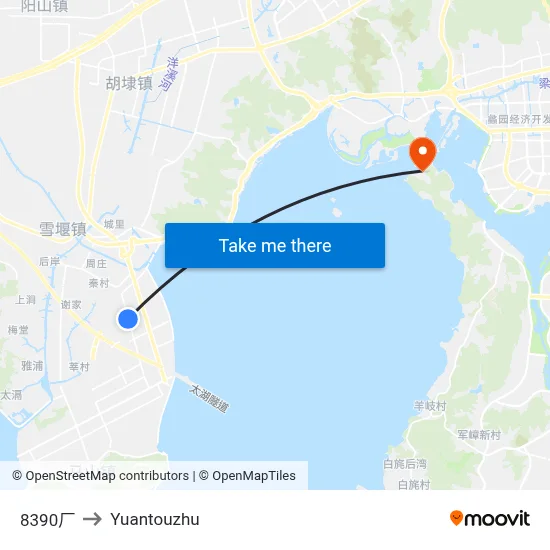 8390厂 to Yuantouzhu map