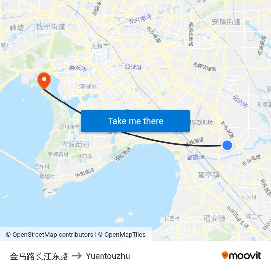Jinma Road Changjiang East Road to Yuantouzhu map