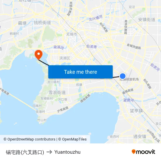 Xizhai Road (Six-Way Junction) to Yuantouzhu map