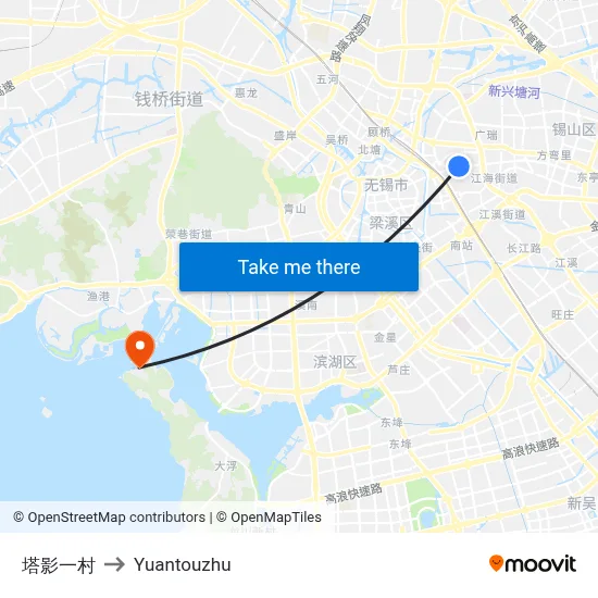 Tayin First Village to Yuantouzhu map
