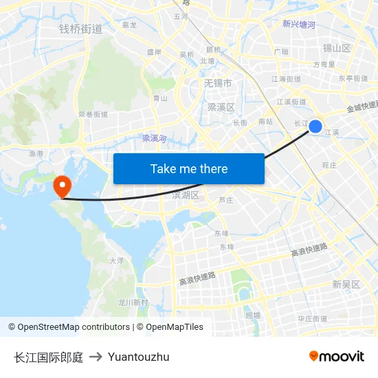 Changjiang International Langting to Yuantouzhu map