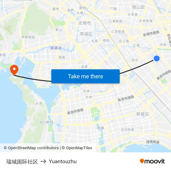 Ruicheng International Community to Yuantouzhu map