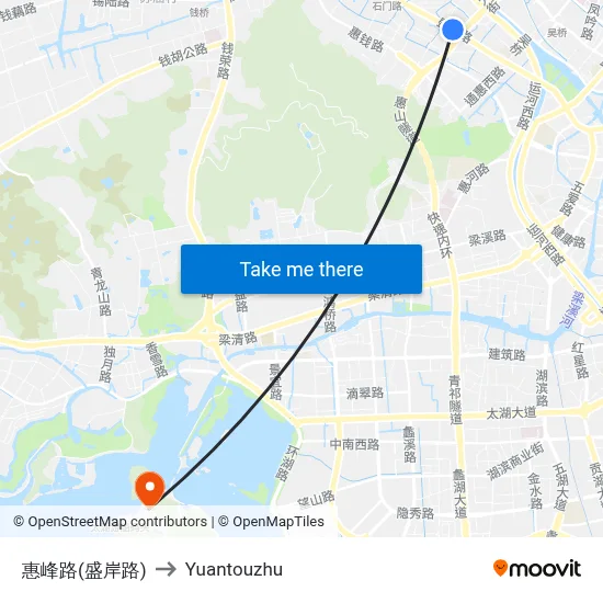 惠峰路(盛岸路) to Yuantouzhu map