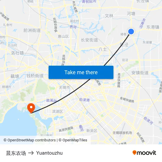 Chendong Farm to Yuantouzhu map
