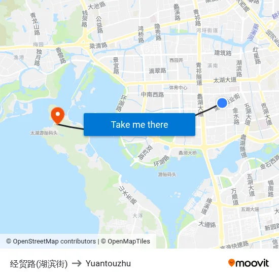 Economic Trade Road (Hubin Street) to Yuantouzhu map