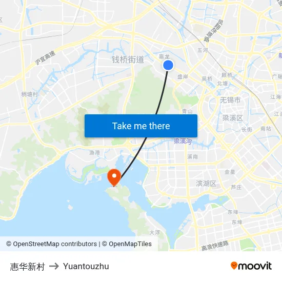 Huihua New Village to Yuantouzhu map