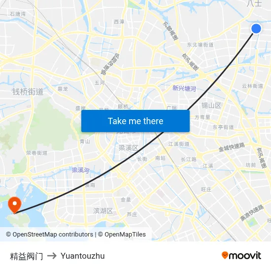 Jingyi Valve to Yuantouzhu map