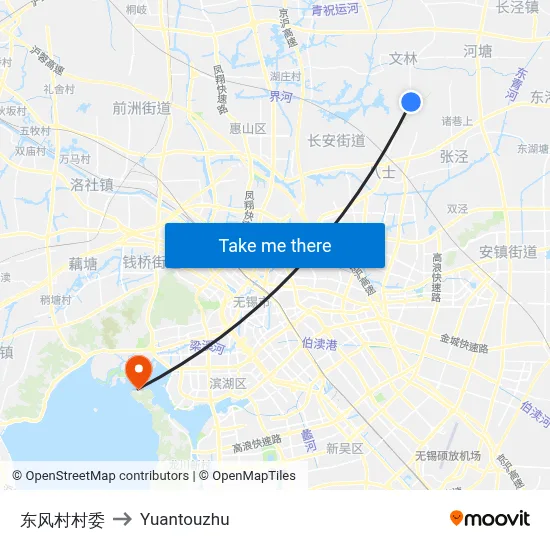 Dongfeng Village Committee to Yuantouzhu map