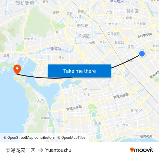 Chunchao Garden Section 2 to Yuantouzhu map