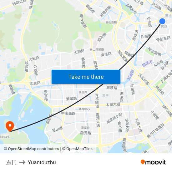 East Gate to Yuantouzhu map