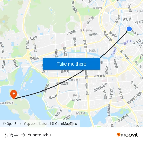 Mosque to Yuantouzhu map