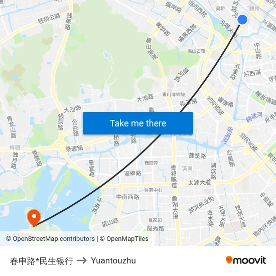 Chunshen Road*Minsheng Bank to Yuantouzhu map