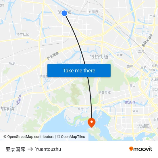 Yatai International to Yuantouzhu map