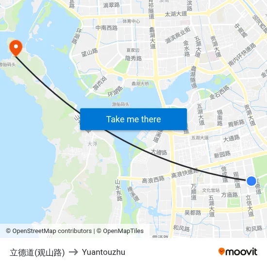 Lide Road (Guanshan Road) to Yuantouzhu map