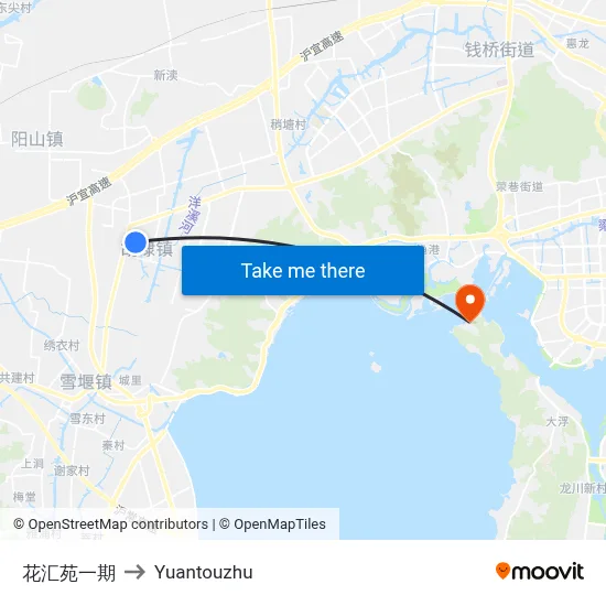 Huahui Garden Phase 1 to Yuantouzhu map