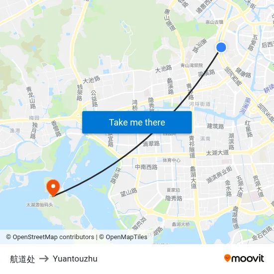 Navigation Office to Yuantouzhu map