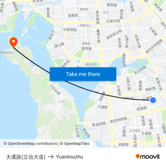 Datong Road (Lixin Avenue) to Yuantouzhu map