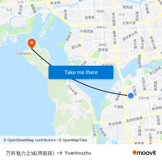 Vanke Charm City (Zhouxin Road) to Yuantouzhu map