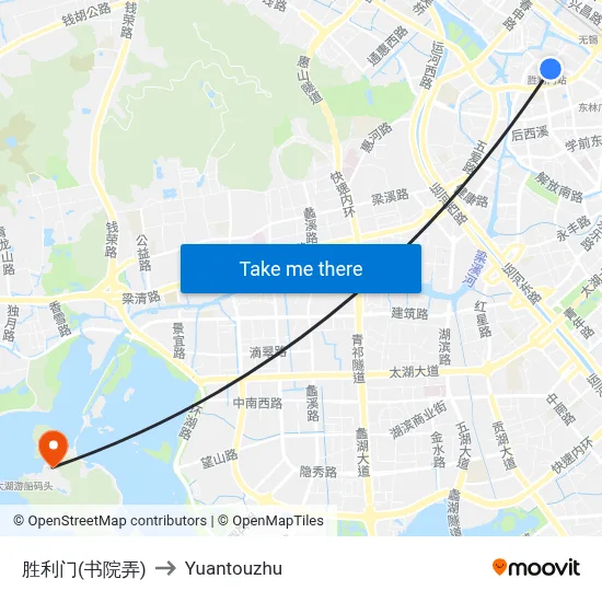 Victory Gate (Shuyuan Lane) to Yuantouzhu map