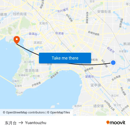 East Platform to Yuantouzhu map