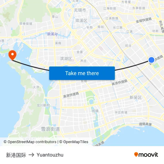 New Port International to Yuantouzhu map