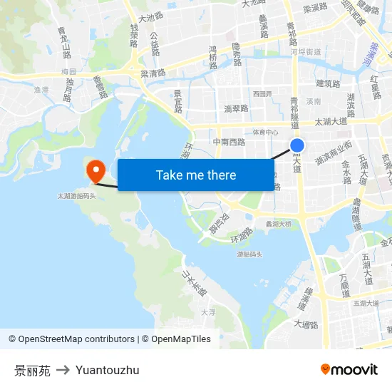 Jing Li Yuan to Yuantouzhu map