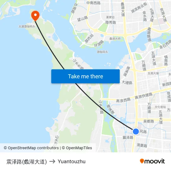 Zhenze Road (Lihu Avenue) to Yuantouzhu map