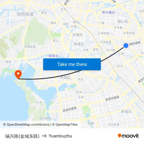 Xixing Road (Jincheng East Road) to Yuantouzhu map