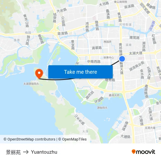 Jing Li Yuan to Yuantouzhu map