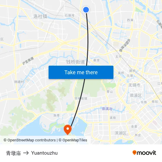 Qingdun Temple to Yuantouzhu map