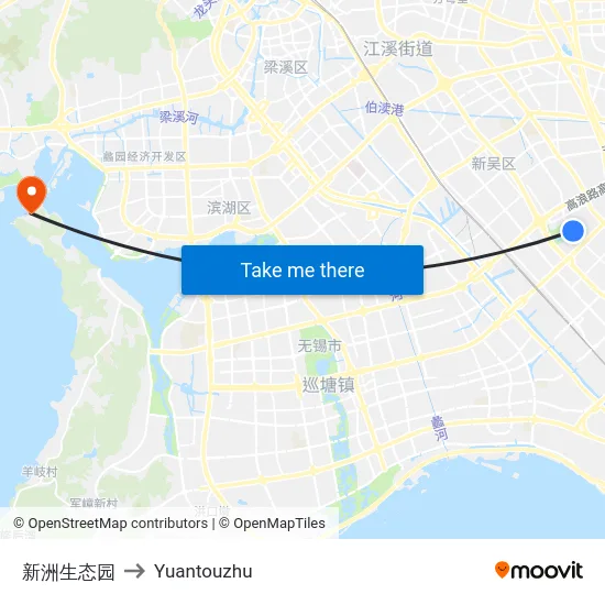 新洲生态园 to Yuantouzhu map