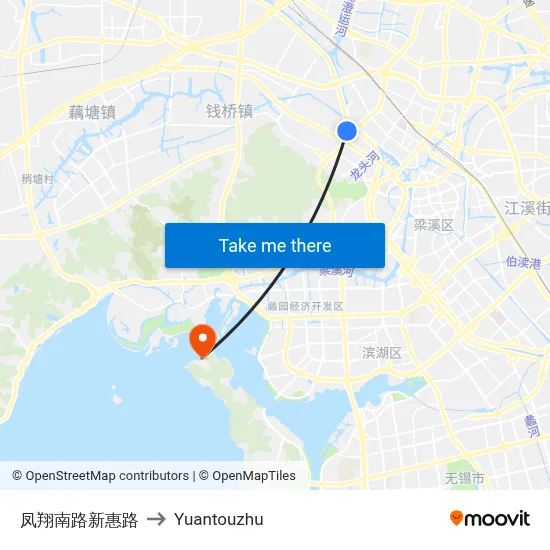 凤翔南路新惠路 to Yuantouzhu map