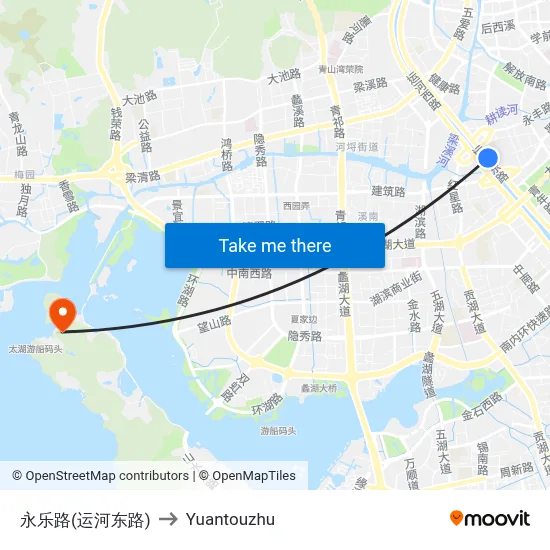 Yongle Road (Canal East Road) to Yuantouzhu map