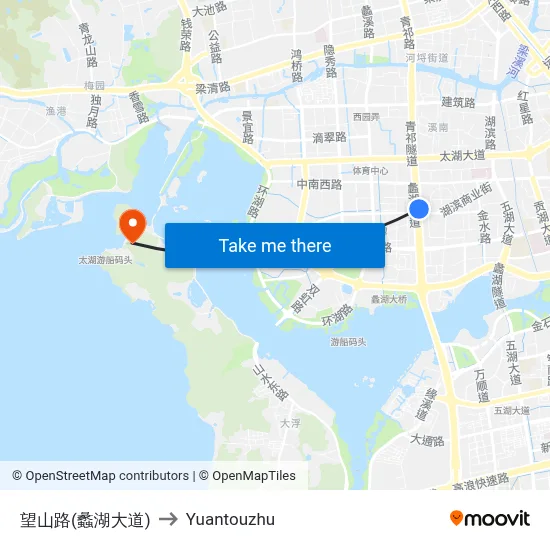 Wangshan Road (Lihu Avenue) to Yuantouzhu map