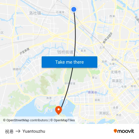 Zhu Lane to Yuantouzhu map