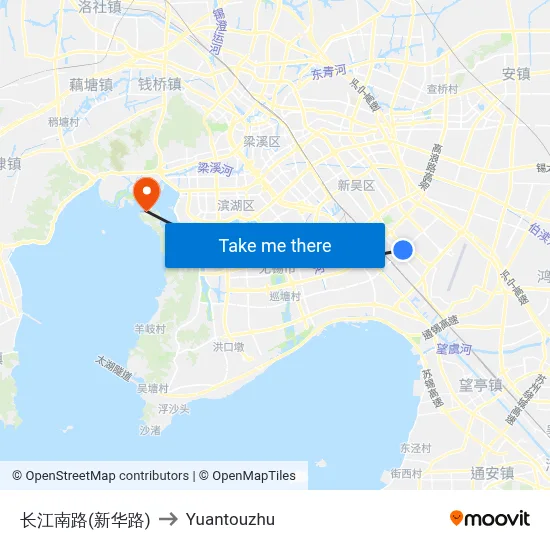 Changjiang South Road (Xinhua Road) to Yuantouzhu map