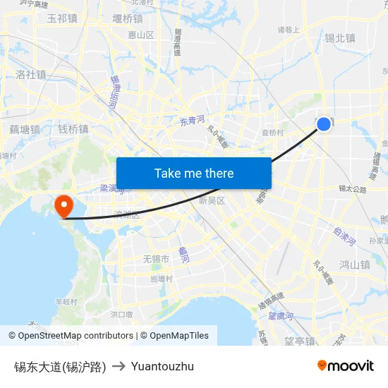 Xidong Avenue (Xihu Road) to Yuantouzhu map