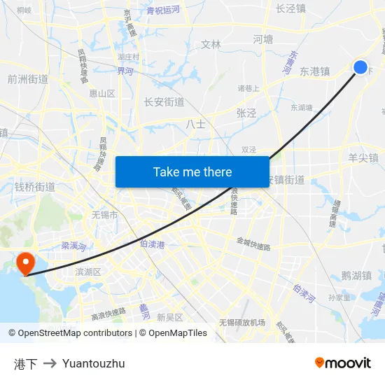 Gangxia to Yuantouzhu map
