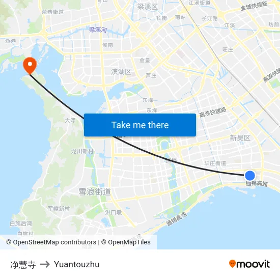 Jinghui Temple to Yuantouzhu map