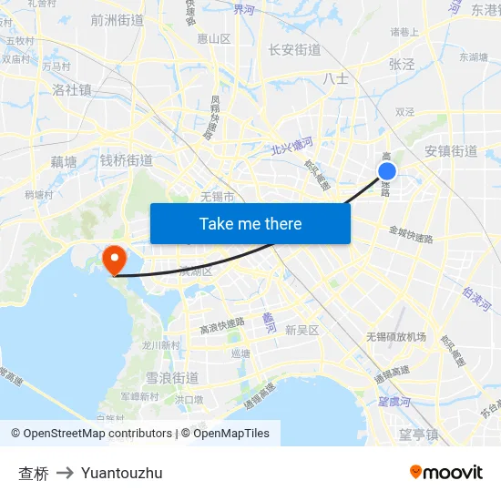 Zha Bridge to Yuantouzhu map