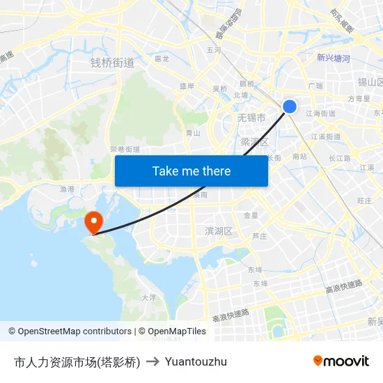 City HR Market (Taying Bridge) to Yuantouzhu map
