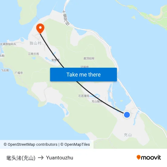 Yuantou Islet (Chongshan) to Yuantouzhu map
