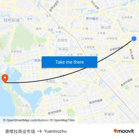 Saiwella Market to Yuantouzhu map