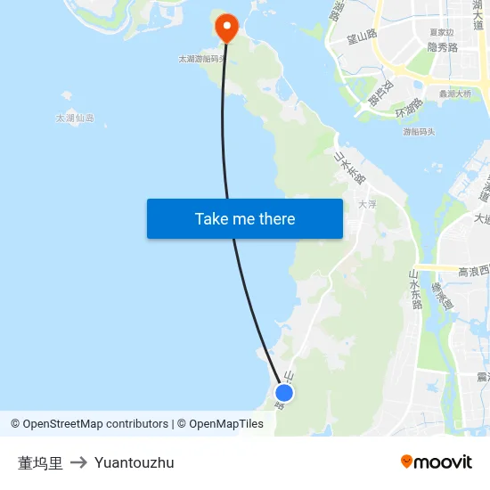 Dongwu Lane to Yuantouzhu map
